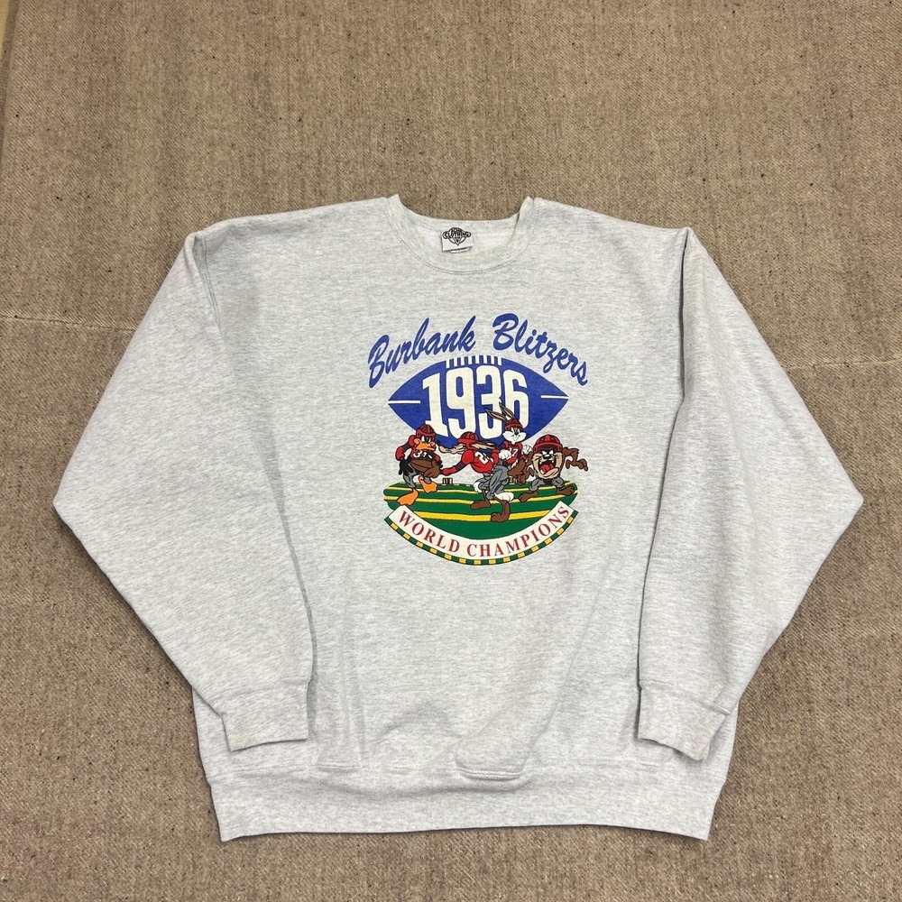 Vintage Looney Tunes Sweatshirt Mens XL Gray 1990s Football